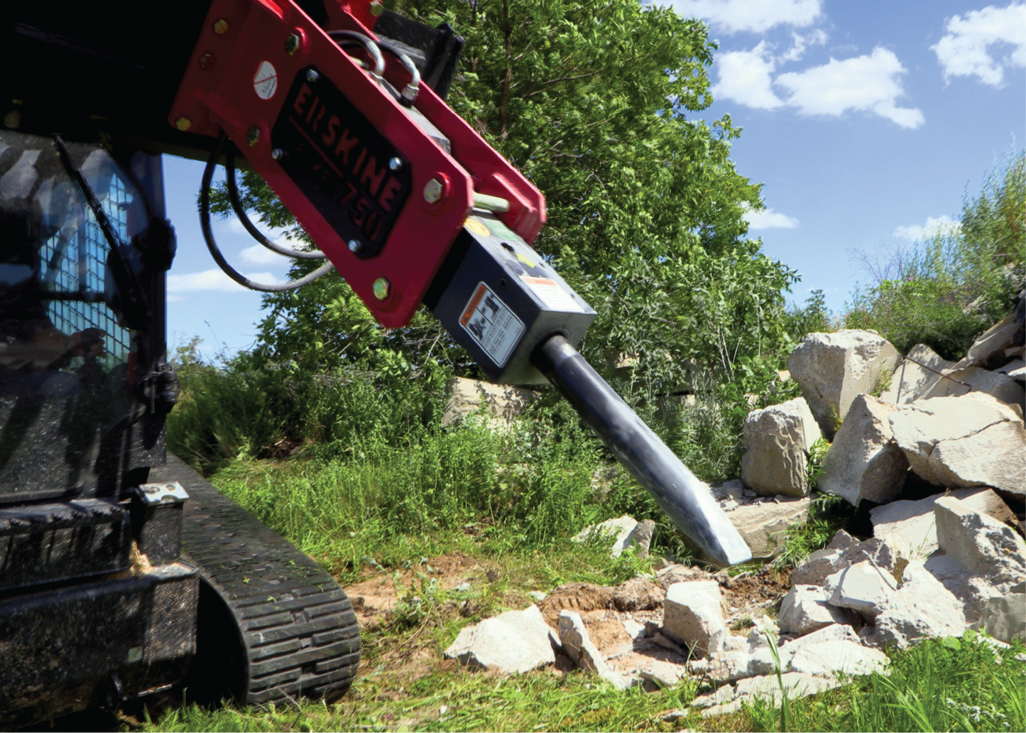 Erskine Hydraulic Breaker | Model 750 & 1150 | Diameter 2.7" To 3" | 10–25 GPM | 3.75-5 Tons | For Skid Steers & Excavators
