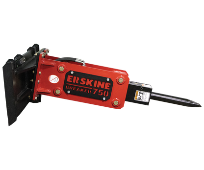 Erskine Hydraulic Breaker | Model 750 & 1150 | Diameter 2.7" To 3" | 10–25 GPM | 3.75-5 Tons | For Skid Steers & Excavators