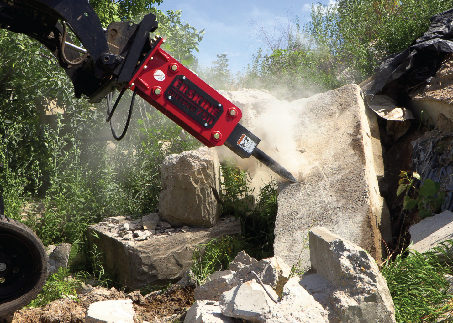 Erskine Hydraulic Breaker | Model 750 & 1150 | Diameter 2.7" To 3" | 10–25 GPM | 3.75-5 Tons | For Skid Steers & Excavators
