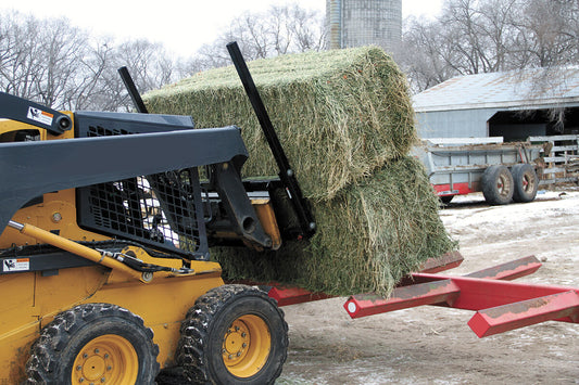 Erskine Bale Spear | Model Square & Round | Width 57” | 8–30+ GPM | 20–100+ HP | For Skid Steers & Tractors