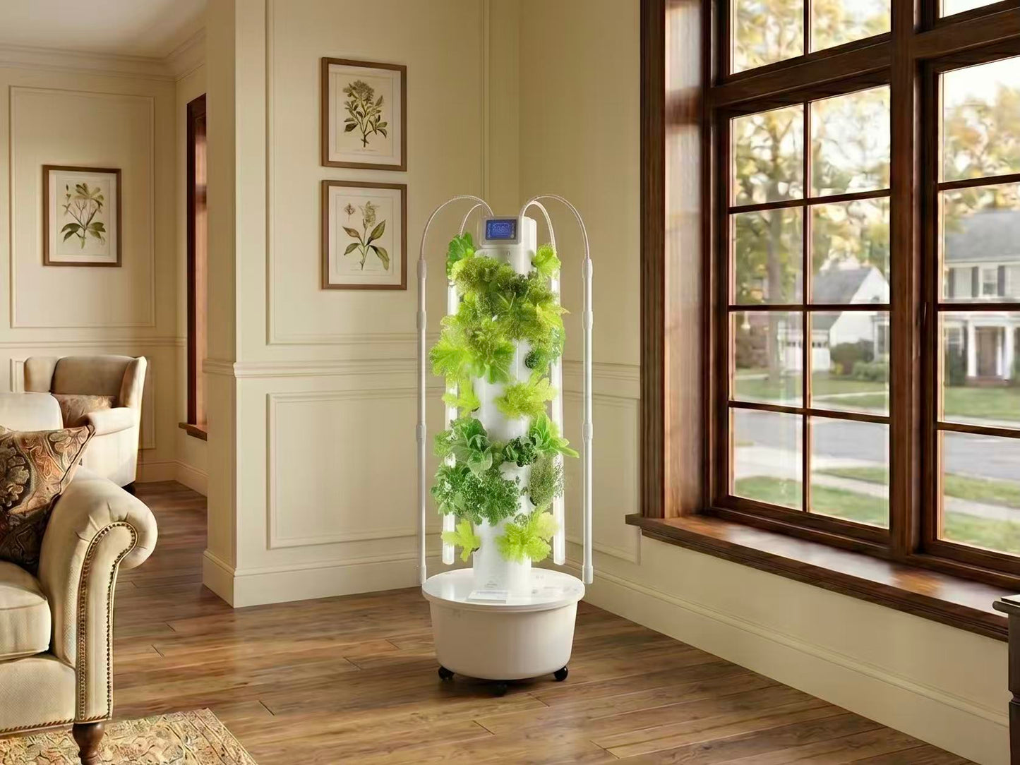 Lyine Vertical Hydroponic Tower | Model 4P6 Touchscreen Version | Height 61" | 24 Plant Sites | For Indoor Growing System