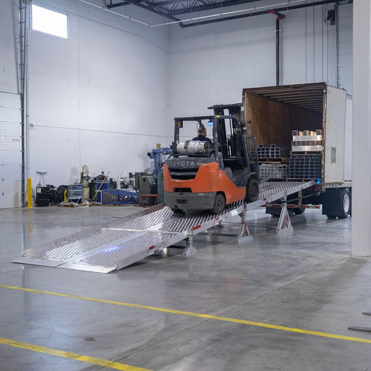 Heavy Duty Ramps | Modular Yard Ramp System | Model 15-84-360-06-MYR | Width 84" Inches | Adjustable Height 15" To 60" | Horsepower 23 HP | For Trucks, Trailers & Loading Docks