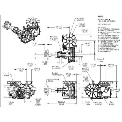 Hydro-Gear Commercial Hydrostatic Transmission | 3100 & 2800 Series | Deck Size 48"-60" | Horsepower 15–30 HP | For Zero-Turn Mowers