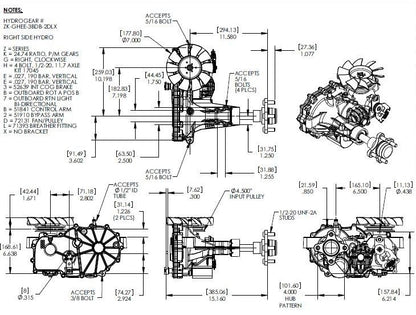Hydro-Gear Commercial Hydrostatic Transmission | 3100 & 2800 Series | Deck Size 48"-60" | Horsepower 15–30 HP | For Zero-Turn Mowers