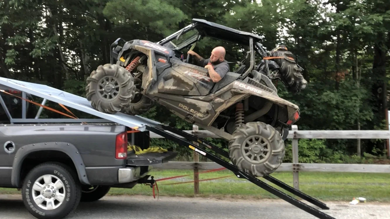 Black Widow Arched Folding Dual Runner ATV Ramps | Model BW-9412-2 | Length 96" | 1,200 lb Capacity | Horsepower 20 To 60 HP | For ATV, Truck & Trailer Loading