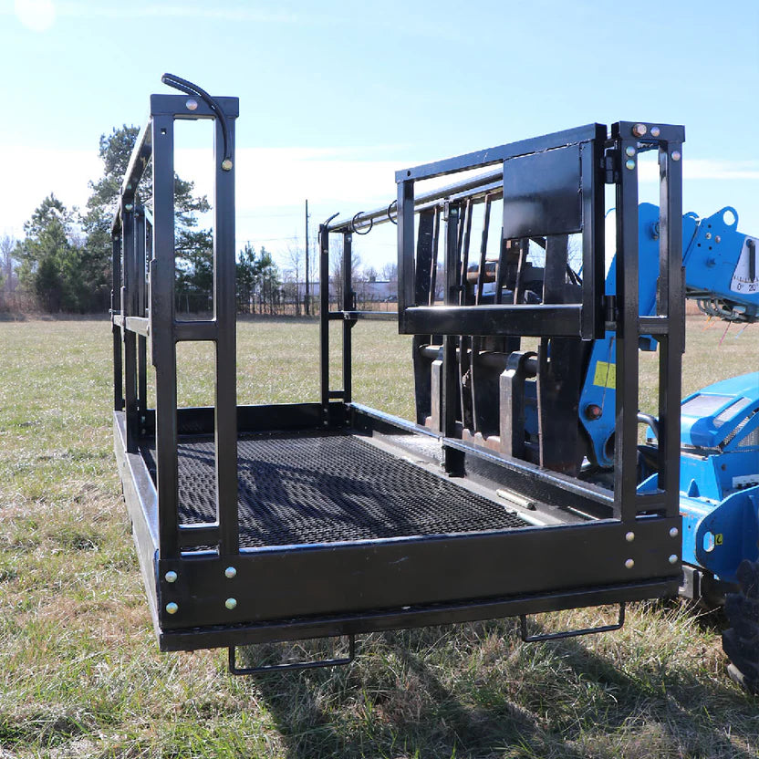 Titan Attachments Man Basket | 72"–116" Width | Platform Depth & Width 4'x6'–4'x9'8" | Fork Pockets 2.5"x6.25" | Machine Size 6–12 Ton (13,000–26,000 lbs) | For Telehandler