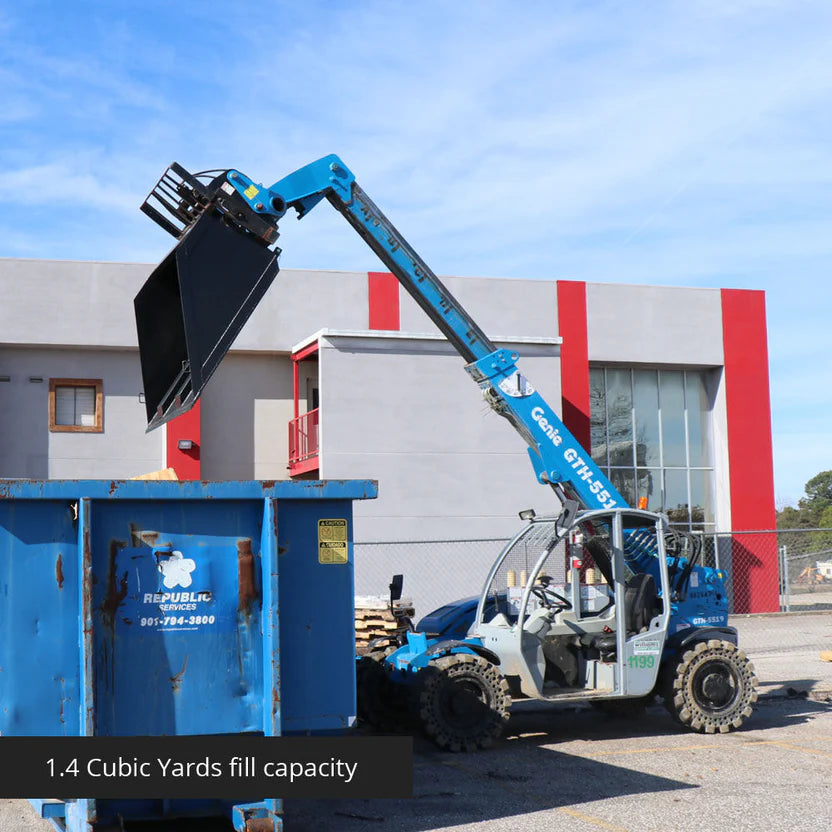 Titan Attachments Telehandler Bucket | Fork Mounted | 92" Width | 1.9 cu. yd Capacity | Bucket Weight 808 lbs | Machine Size 6–10 Ton Class (12,000–20,000 lbs) | For Telehandlers
