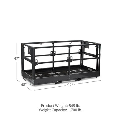 Titan Attachments Man Basket | 72"–116" Width | Platform Depth & Width 4'x6'–4'x9'8" | Fork Pockets 2.5"x6.25" | Machine Size 6–12 Ton (13,000–26,000 lbs) | For Telehandler