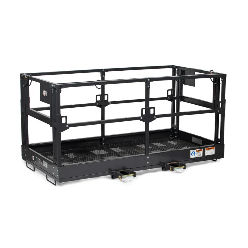 Titan Attachments Man Basket | 72"–116" Width | Platform Depth & Width 4'x6'–4'x9'8" | Fork Pockets 2.5"x6.25" | Machine Size 6–12 Ton (13,000–26,000 lbs) | For Telehandler