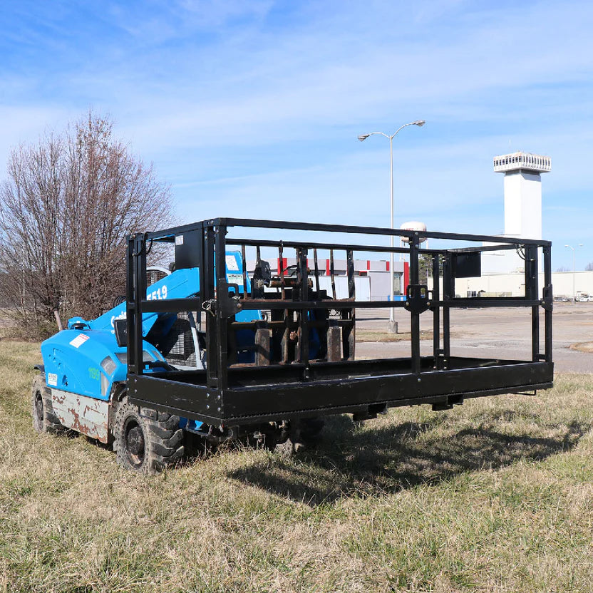Titan Attachments Man Basket | 72"–116" Width | Platform Depth & Width 4'x6'–4'x9'8" | Fork Pockets 2.5"x6.25" | Machine Size 6–12 Ton (13,000–26,000 lbs) | For Telehandler