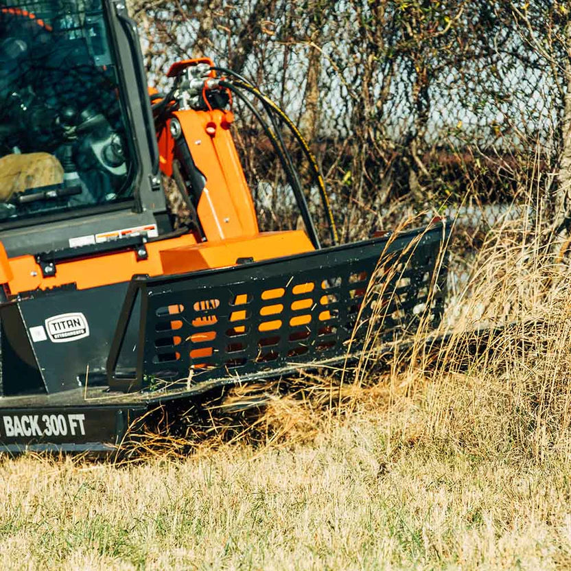 Titan Attachments Brush Cutter | Pro Series Radial Piston | 60" Width | 8" Cut Dia.| Oil Flow Range 20–30 GPM | For Skid Steers