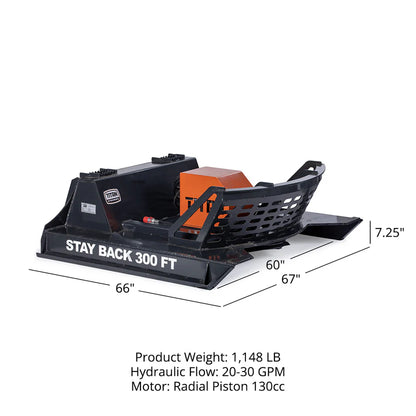 Titan Attachments Brush Cutter | Pro Series Radial Piston | 60" Width | 8" Cut Dia.| Oil Flow Range 20–30 GPM | For Skid Steers
