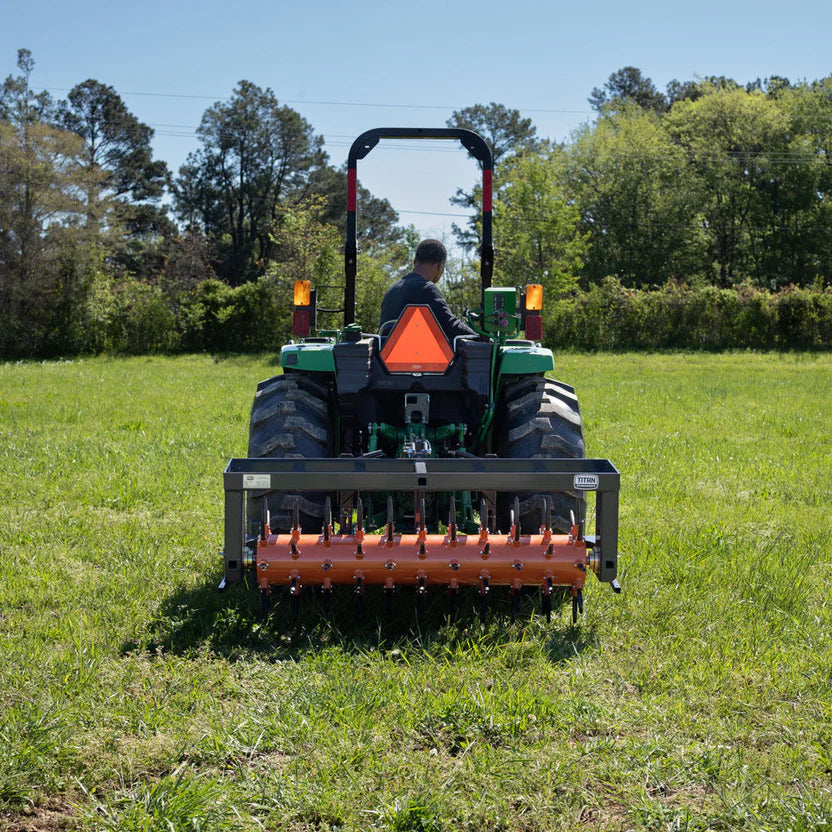 Titan Attachments Drum Plug Aerator | 50" Working Width | 5" Replaceable Plugs | 678–820 lbs | 25–60 HP | For Tractors