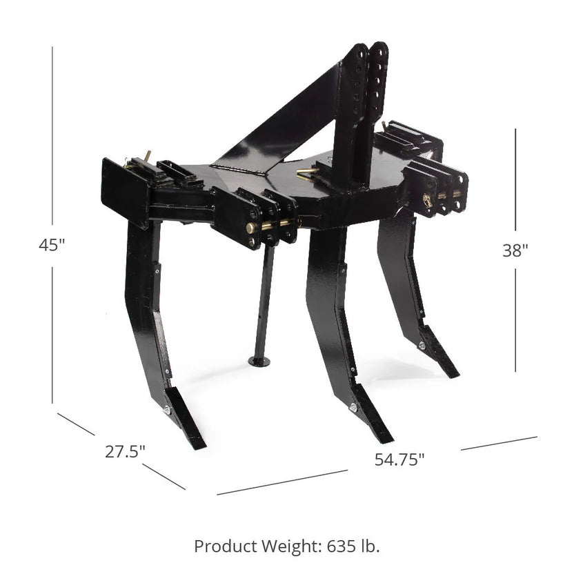 Titan Attachments Subsoiler Ground Ripper | 3 Shank | Adjustable Width 48"–40" | 1.375" Depth Increments | 45–85 HP | For Tractors