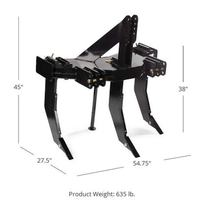 Titan Attachments Subsoiler Ground Ripper | 3 Shank | Adjustable Width 48"–40" | 1.375" Depth Increments | 45–85 HP | For Tractors