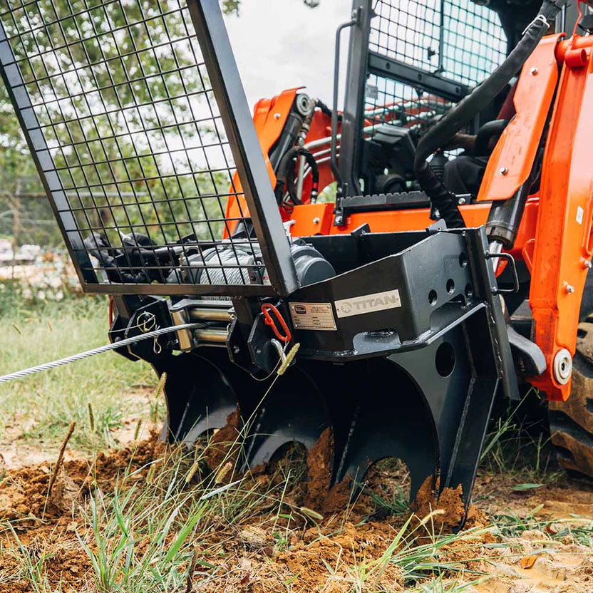 Titan Attachments Logging Winch | 7.5 Ton Pull Capacity | 93' Cable | 51" Width | Oil Flow 10–25 GPM | For Skid Steer