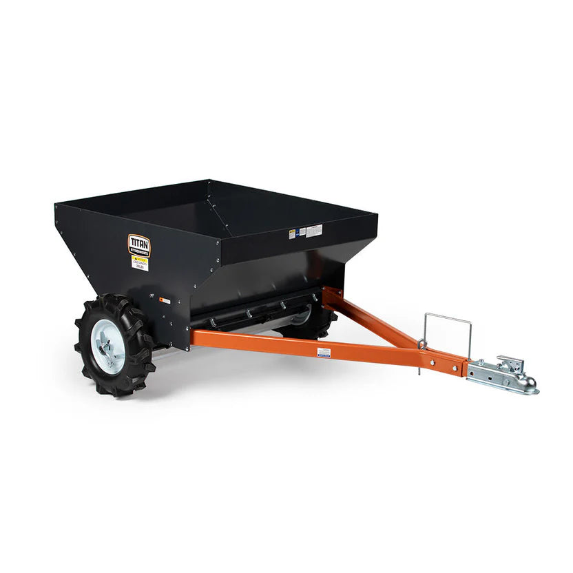 Titan Attachments Manure Spreader | Compact Tow-Behind | 8.7 cu. ft Capacity | 47.5" Width | 200 lb Load | 163 lbs | Horsepower 10–25 HP | For ATVs, UTVs, Mowers