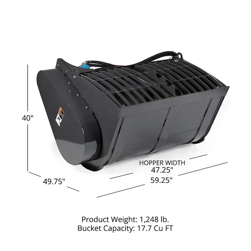 Titan Attachments Concrete Mixer | Hydraulic Auger Drive | 59.25" Width | 17.7 cu ft | 2,700 PSI  | 11–22 GPM | For Skid Steers