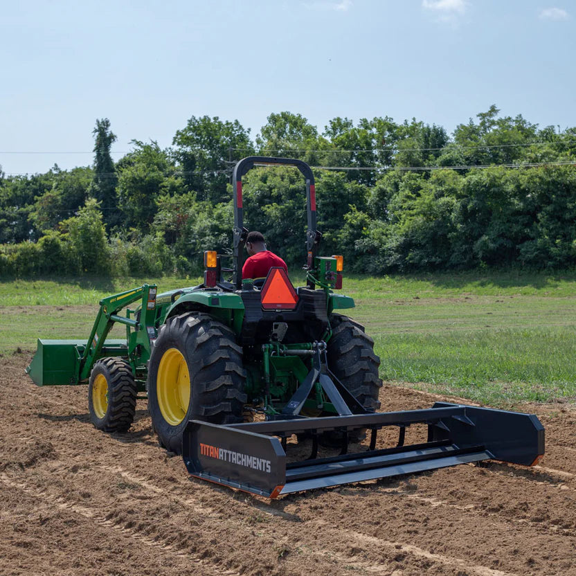 Titan Attachments Land Leveler & Grader | Width 6'–7' Rake | Dual Reversible Blades | 615–663 lbs | Horsepower 30–60 HP | For Tractor