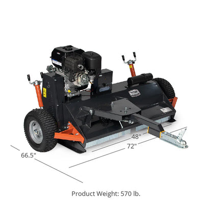 Titan Attachments Flail Mower | 48" Cutting Width | Briggs & Stratton Engine | Tow-Behind | 570 lb | Horsepower 13.5 HP (420cc) | For ATV/UTV