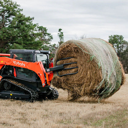 Titan Attachments Round Hay Bale Gripper | Width 52.75″ | 30–77″ Clamp Range | 2,200 lb Lift | 10–20 GPM | For Skid Steer