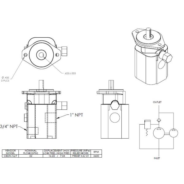 Swisher Hydraulic Gear & Hydraulic Dual-Displacement Pump | Flow Rate 16-22 GPM | Horsepower 20-35 HP | For Zero-Turn Mowers & Tractor