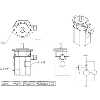 Swisher Hydraulic Gear & Hydraulic Dual-Displacement Pump | Flow Rate 16-22 GPM | Horsepower 20-35 HP | For Zero-Turn Mowers & Tractor
