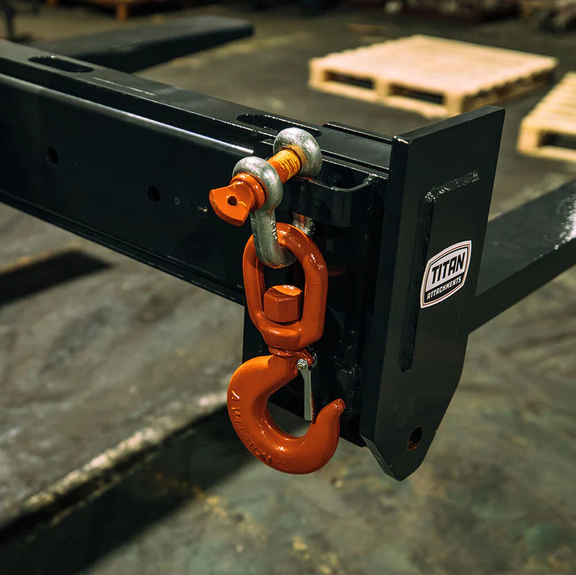 Titan Attachments Fork Spreader | Width 10 FT | 36" Forks | Dual 5-Ton Hooks | Machine Size 8–12 Ton (16,000–24,000 lbs) | For Telehandler/Forklift Compatible