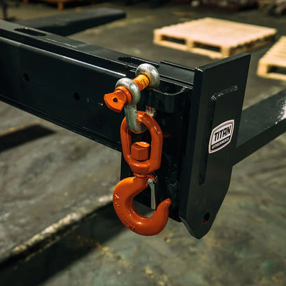 Titan Attachments Fork Spreader | Width 10 FT | 36" Forks | Dual 5-Ton Hooks | Machine Size 8–12 Ton (16,000–24,000 lbs) | For Telehandler/Forklift Compatible
