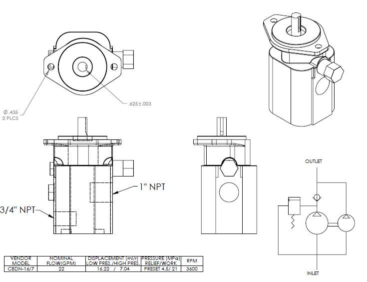 Swisher Hydraulic Gear & Hydraulic Dual-Displacement Pump | Flow Rate 16-22 GPM | Horsepower 20-35 HP | For Zero-Turn Mowers & Tractor