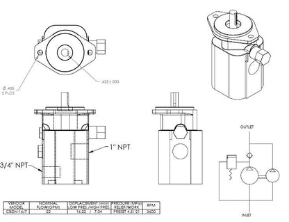 Swisher Hydraulic Gear & Hydraulic Dual-Displacement Pump | Flow Rate 16-22 GPM | Horsepower 20-35 HP | For Zero-Turn Mowers & Tractor