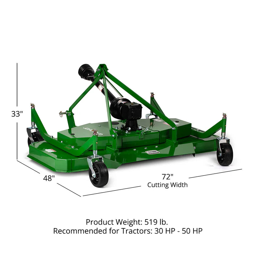 Titan Attachments Finish Mower | 3 Point Hitch | 48"–72" Cutting Width | 0.4"–3.2" Height | 430–519 lbs | 18–50 HP | For Tractors