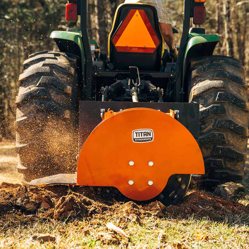 Titan Attachments PTO Stump Grinder | 24" Cutting Wheel | 6.7" Depth | 540 RPM | 15–45 HP | For Tractors