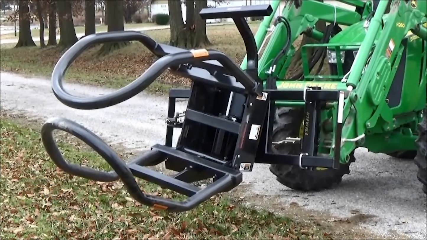 Worksaver | Rotating Bale Hugger | Model 832995/832379 | Capacity 2,200 lb Max | Rotation 110° | Hydraulic Flow 8-12 GPM | For Skid Steer