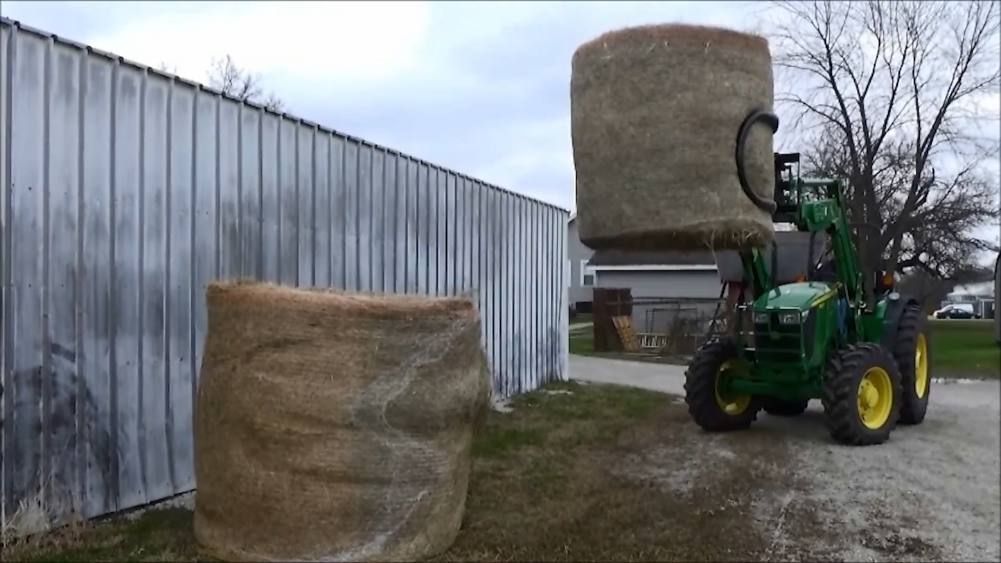 Worksaver | Rotating Bale Hugger | Model 832995/832379 | Capacity 2,200 lb Max | Rotation 110° | Hydraulic Flow 8-12 GPM | For Skid Steer