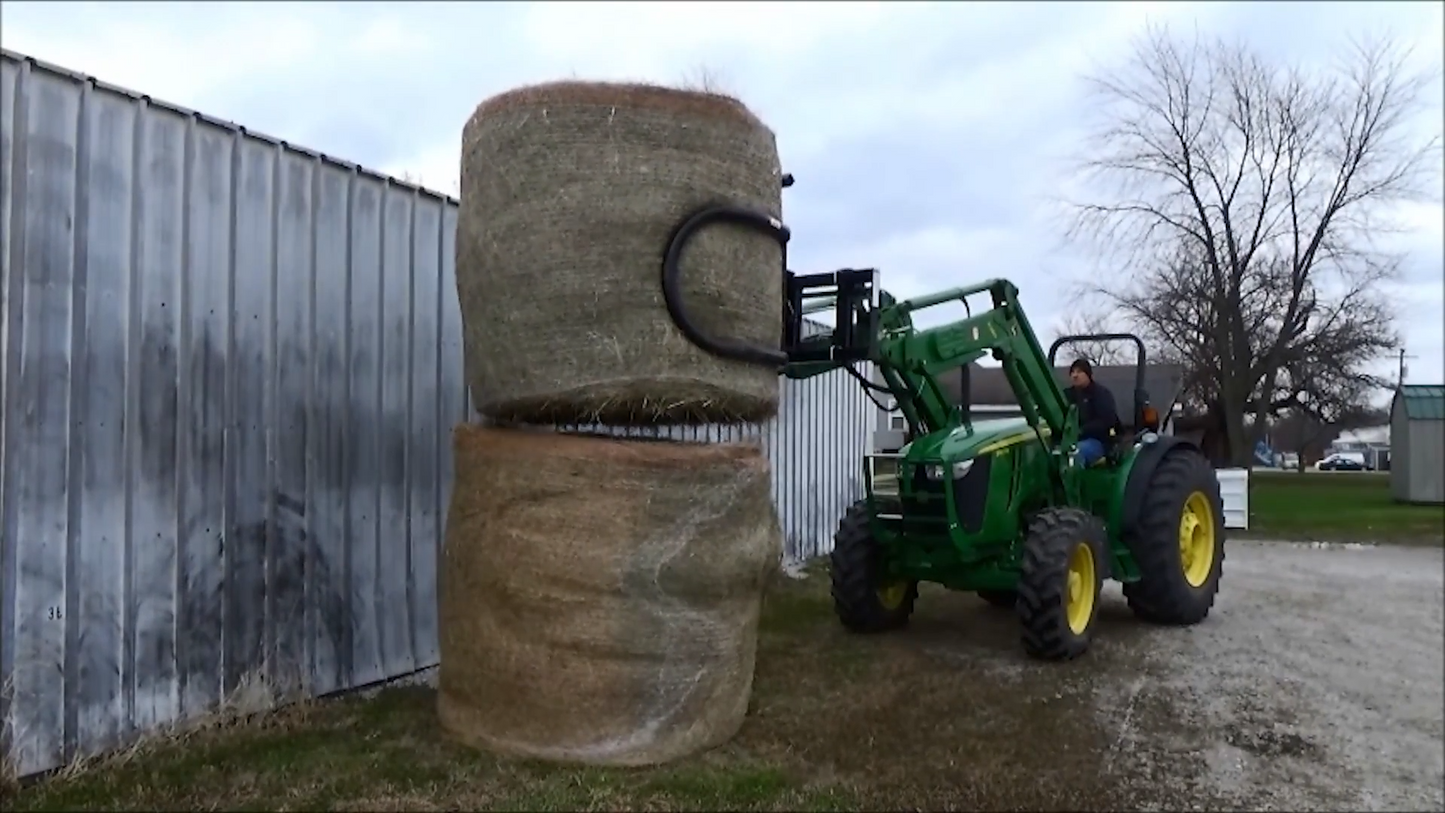 Worksaver | Rotating Bale Hugger | Model 832995/832379 | Capacity 2,200 lb Max | Rotation 110° | Hydraulic Flow 8-12 GPM | For Skid Steer