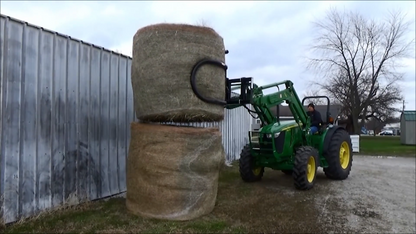 Worksaver | Rotating Bale Hugger | Model 832995/832379 | Capacity 2,200 lb Max | Rotation 110° | Hydraulic Flow 8-12 GPM | For Skid Steer