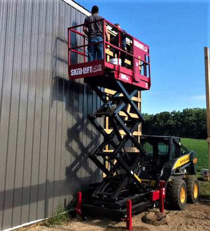 Skid‑Lift Hydraulic Scissor Lift Attachments | Model 1908E HD | Working Height 25′ | 15-20 GPM | For Skid Steers