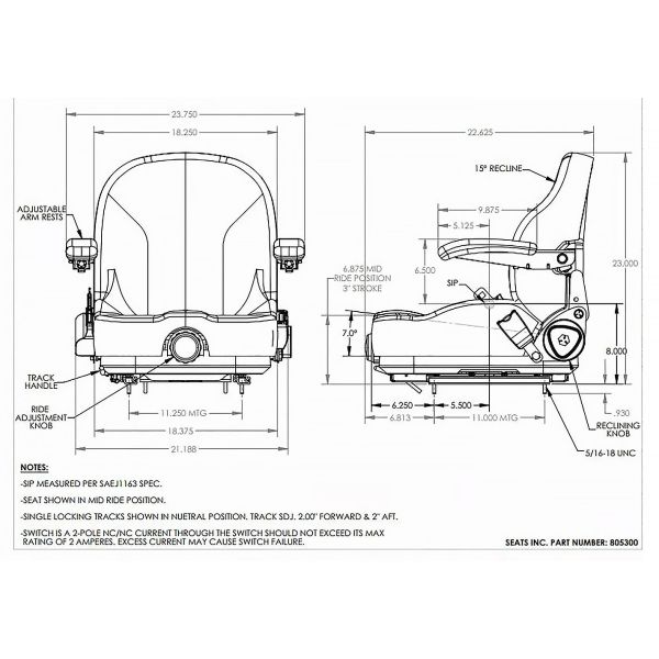 Swisher Premium Operator Seats | High-Back Suspension Seats with Armrests | | For Zero-Turn Mowers, Tractor, ATVs & UTV