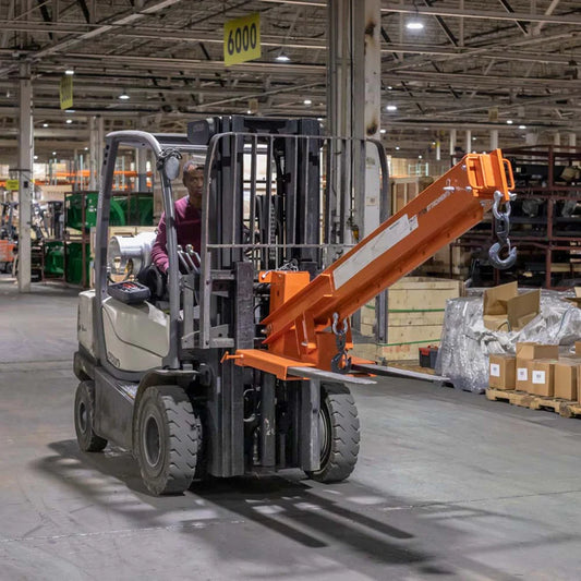 Titan Attachments Jib Boom Crane | Fork-Mounted | 84"–138" Telescoping Boom | 6,600 lb Lift Capacity | 45° Pivot | Hydraulic Flow 8–15 GPM | For Skid Steers & Forklifts