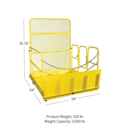Titan Attachments Work Platform | Mobile Forklift-Raised | 54" x 54" Cage | 320 lbs Steel Frame | Horsepower 70–120 HP | For Fork Truck