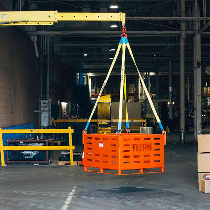 Titan Attachments Material Basket | 4,000 lb Capacity | 42" Interior Width | 4-Way Fork Access | 380 lbs | 10–25 GPM Hydraulic Flow | For Skid Steer