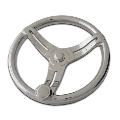 Gemlux | Belloca Steering Wheel | Model 152307 | 13.75" Diameter | Weight 7.4 lb | Stainless Steel | With Deluxe Control Knob | For Boats & Yachts