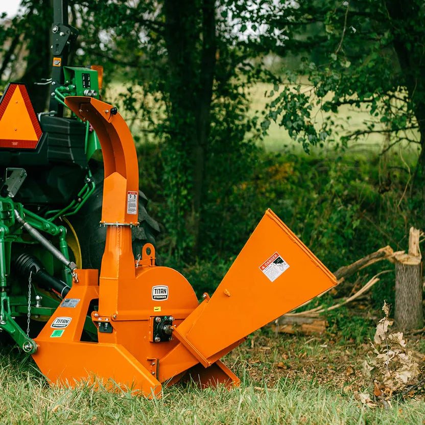 Titan Attachments Wood Chipper | 25"–30" Rotor | 4"–6" Chipping Capacity | 391–721 lbs | Self-Feeding Chute | 20–70 HP | For Tractors