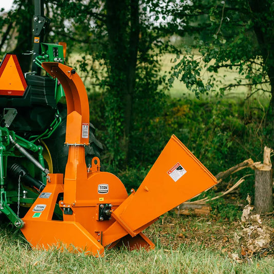 Titan Attachments Wood Chipper | 25"–30" Rotor | 4"–6" Chipping Capacity | 391–721 lbs | Self-Feeding Chute | 20–70 HP | For Tractors