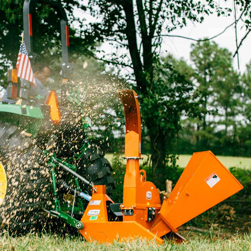Titan Attachments Wood Chipper | 25"–30" Rotor | 4"–6" Chipping Capacity | 391–721 lbs | Self-Feeding Chute | 20–70 HP | For Tractors