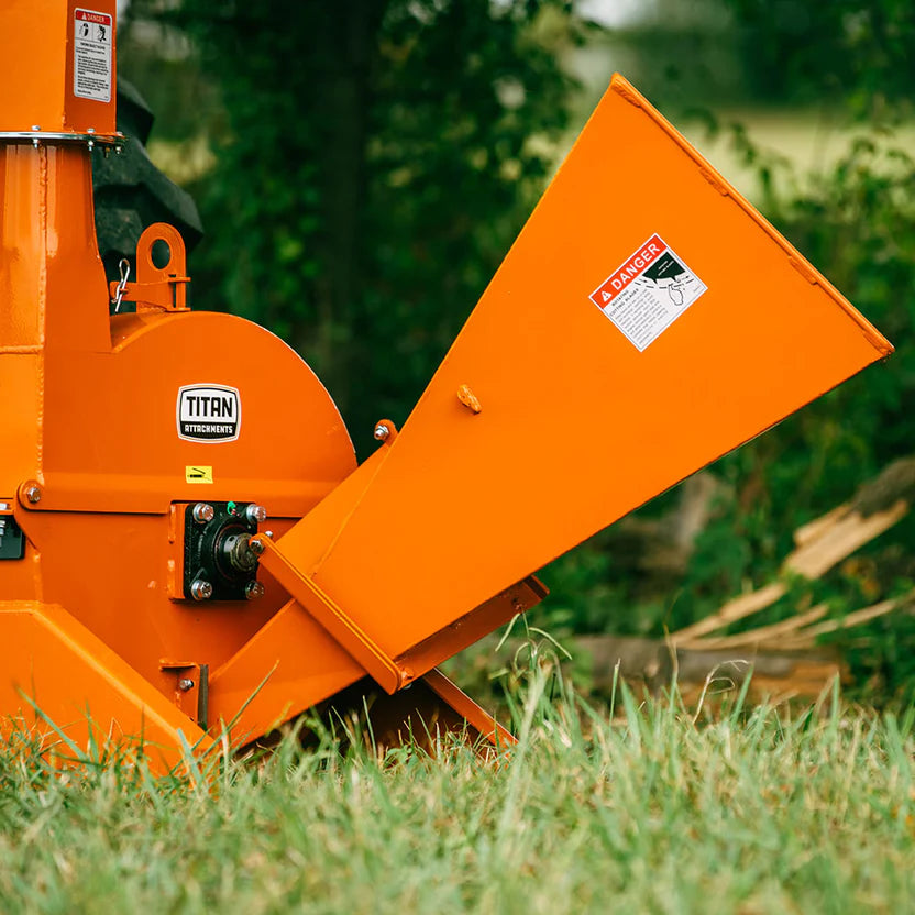 Titan Attachments Wood Chipper | 25"–30" Rotor | 4"–6" Chipping Capacity | 391–721 lbs | Self-Feeding Chute | 20–70 HP | For Tractors