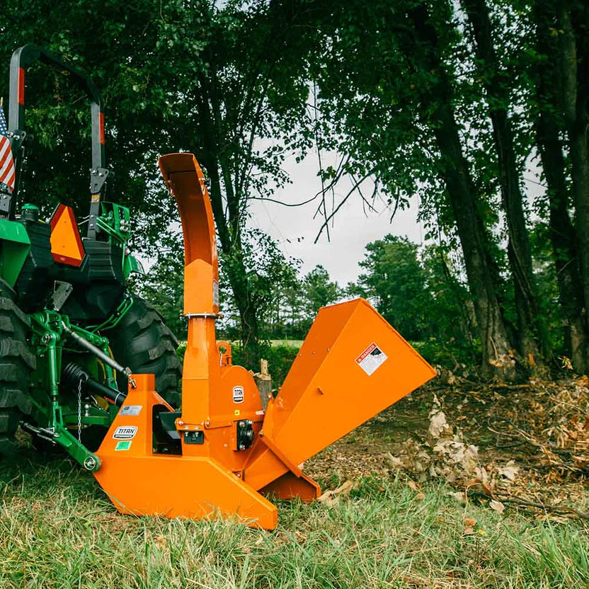 Titan Attachments Wood Chipper | 25"–30" Rotor | 4"–6" Chipping Capacity | 391–721 lbs | Self-Feeding Chute | 20–70 HP | For Tractors