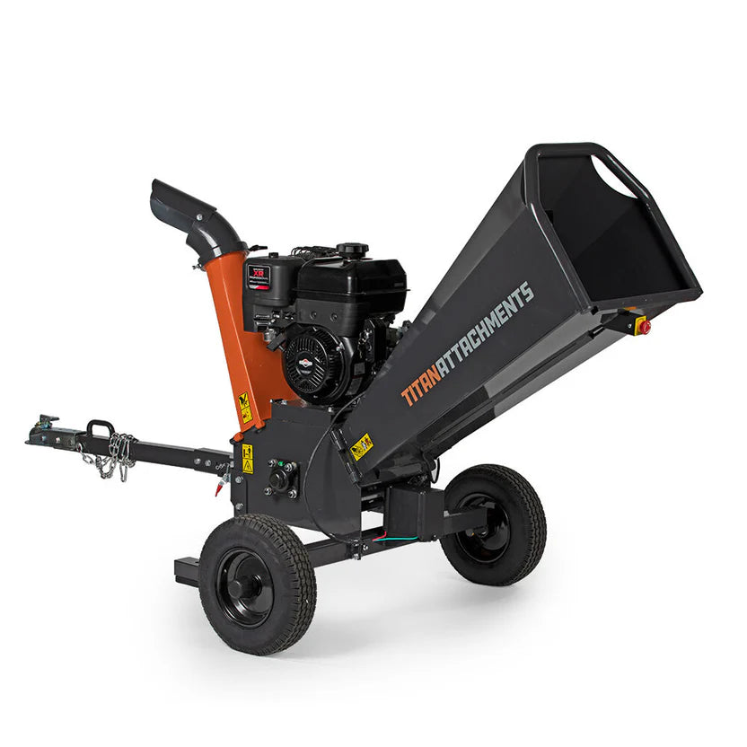Titan Attachments Wood Chipper | 5" Chipping Capacity | 46" Width | For 2" Ball Hitch | 13.5 HP | For ATV Tow-Behind