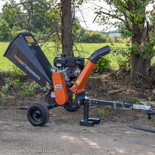 Titan Attachments Wood Chipper | 5" Chipping Capacity | 46" Width | For 2" Ball Hitch | 13.5 HP | For ATV Tow-Behind